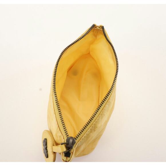 Bottega Veneta Intrecciato Print Yellow Nylon Cosmetic Bag - Picture 9 of 10